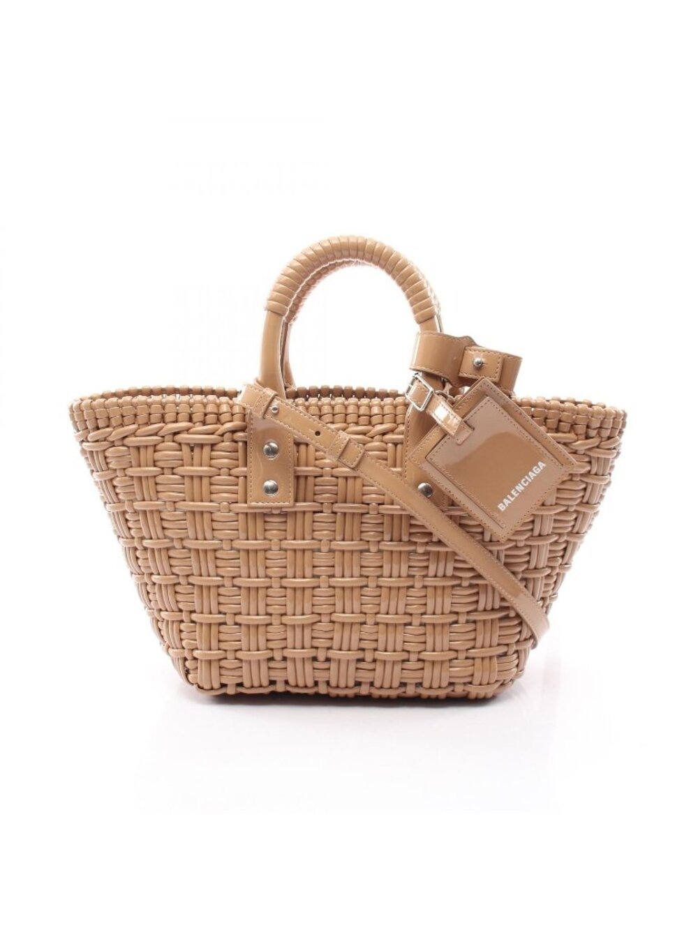 Balenciaga Tote Bistro XS Basket 2-Way Beige Patent XS